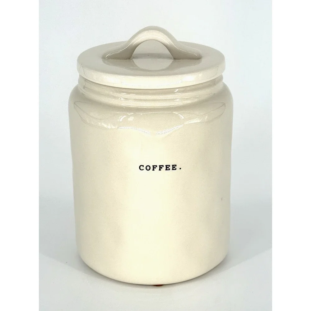 Rae Dunn Artisan Collection by Magenta Tall Coffee Canister Typewriter Font Jar